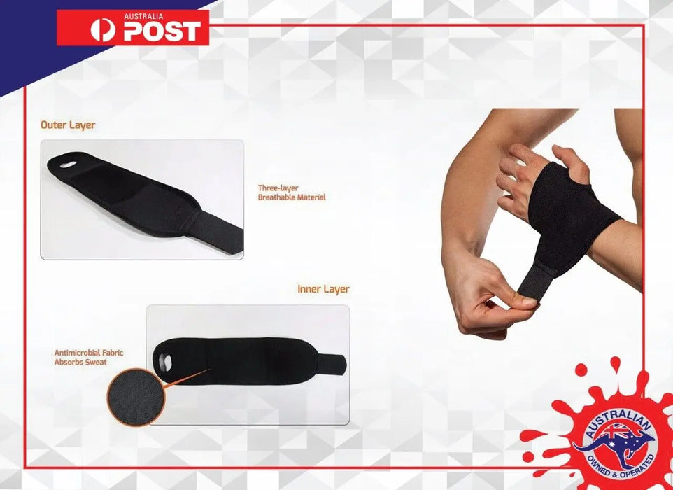 WRIST SUPPORT Brace Pain Relief Strap Carpal Tunnel Sprain CTS RSI Gym Splint Unbranded