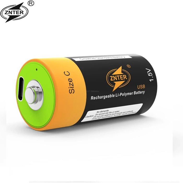 ZNTER 2pcs Type C Battery  1.5V 5000mAh Rechargeable Lithium Polymer with Type C Cable