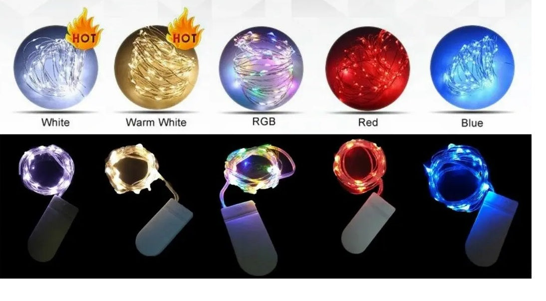 1-3 METER FAIRY LIGHTS Battery Powered silver Wire String Xmas Party Lights RGB