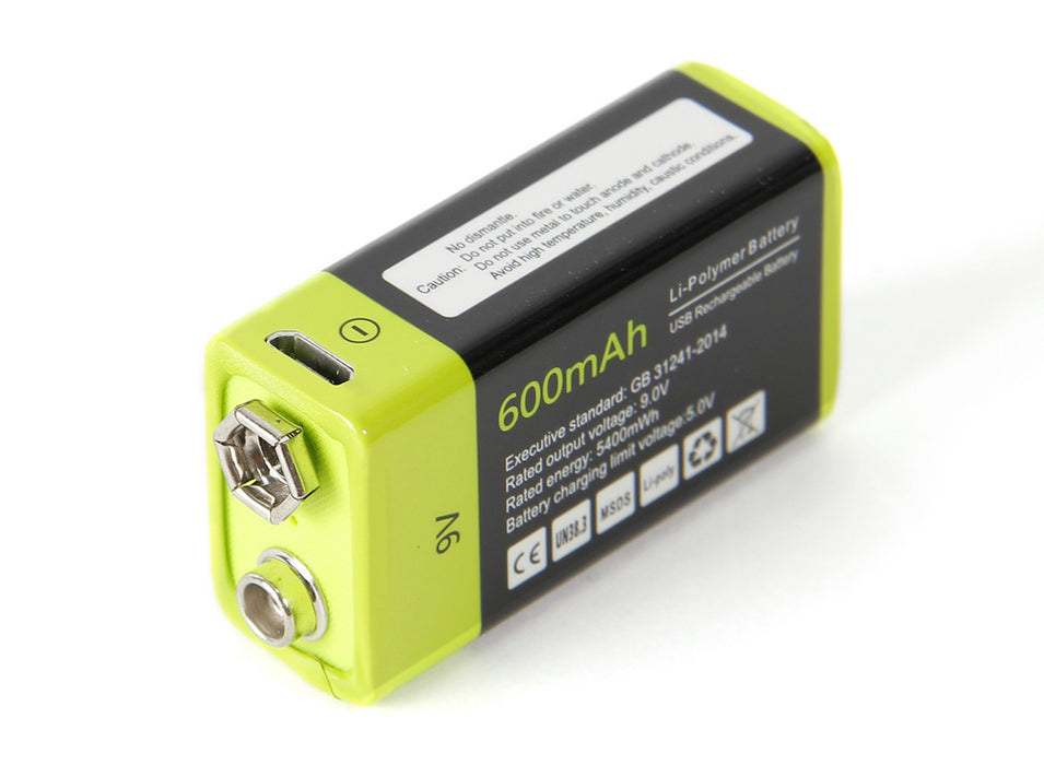 9V 600mAh High Capacity ZNTER Li ion Polymer USB Rechargeable Micro USB